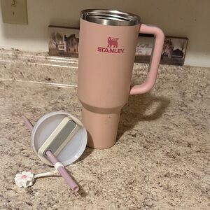 Stanley Tumbler 40 oz Blush Pink Travel Mug with Handle and straw cover